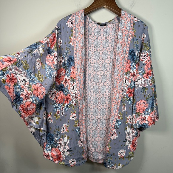Angie Other - Angie Mixed Pattern Floral Boho Open Front Kimono Cardigan Medium